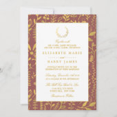 Elegant Gold Floral Wreath Wedding Kaart (Voorkant)