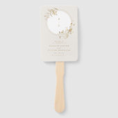Elegant Gold Floral Wreath Wedding Program Handwaaier (Voorkant)