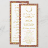 Elegant Gold Floral Wreath Wedding Program Programma (Voorkant / Achterkant)