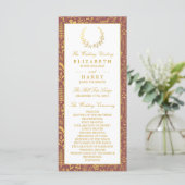 Elegant Gold Floral Wreath Wedding Program Programma (Staand voorkant)