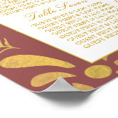 Elegant Gold Floral Wreath Wedding Seating Chart Poster (Hoek)