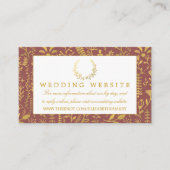 Elegant Gold Floral Wreath Wedding Website Informatiekaartje (Voorkant)