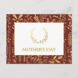 Elegant Gold Floral Wreator Moederdag Briefkaart