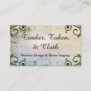 Elegant Gold Flourish Rainbow Interior Designer Visitekaartje