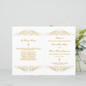 Elegant Gold Flourish Wedding Programme (Staand voorkant)