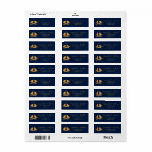 Elegant Gold Flower Navy Blue Return Label (Full Sheet)