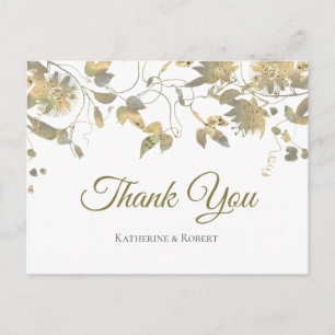 Elegant Gold Flower Vine Hartelijk dank, Briefkaar Briefkaart