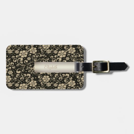 Elegant Gold Flowers - Speciaal Bagagelabel (Voorkant horizontaal)