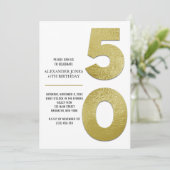 Elégant Gold Foil 50e anniversaire Invitation (Debout devant)