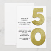 Elégant Gold Foil 50e anniversaire Invitation (Devant / Derrière)