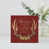Elégant Gold Foil Antlers Fête Invitation (Debout devant)