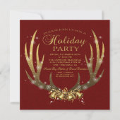 Elégant Gold Foil Antlers Fête Invitation (Devant)