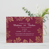 Elegant Gold Foil Autumn Leaves Change the Date Save The Date (Staand voorkant)