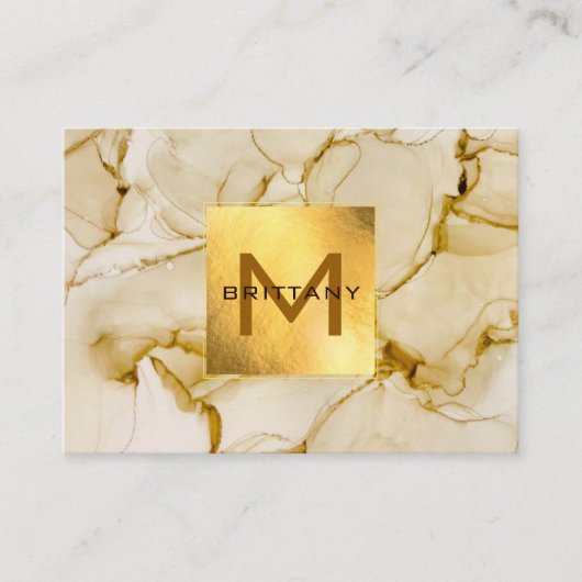 Elegant Gold Foil Beige Brown Abstract Visitekaartje (Voorkant)