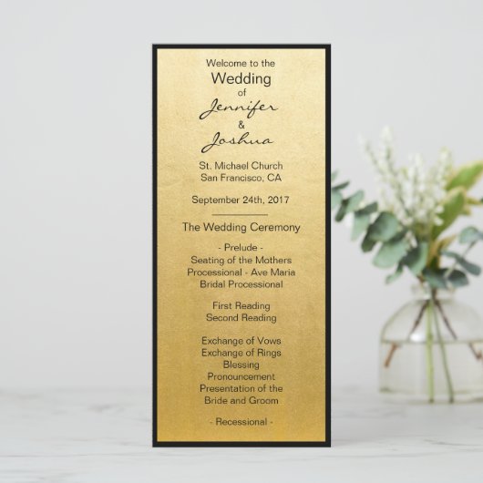 Elégant Gold Foil Black Design Programmes de maria (Debout devant)
