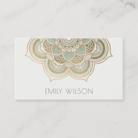 Elegant  Gold Foil Blauwgroen Turquoise Mandala Visitekaartje (Voorkant)