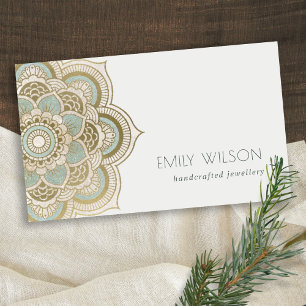 Elegant Gold Foil Blauwgroen Turquoise Mandala Visitekaartje