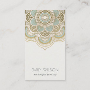 Elegant Gold Foil Blauwgroen Turquoise Mandala Visitekaartje