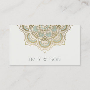 Elegant  Gold Foil Blauwgroen Turquoise Mandala Visitekaartje