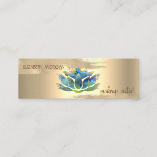 Elegant Gold Foil Brush Stroke, Blue Lotus Mini Visitekaartje