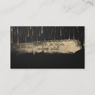 Elegant Gold Foil Brush Stroke Drift Black Visitekaartje