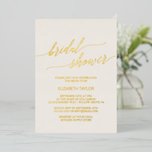 Elegant Gold Foil Calligrafie Ivory Vrijgezellenfe Folie Uitnodiging