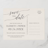 Elegant Gold Foil Calligraphy Ivory Save the Date Folie Uitnodiging Briefkaart (Achterkant)