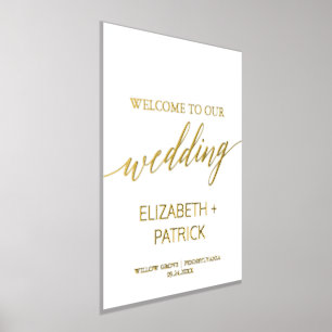 Elegant Gold Foil Calligraphy Weddenschap Welkom Folie Afdrukken