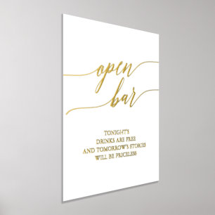 Elegant Gold Foil Calligraphy Wedding Open Bar Folie Afdrukken