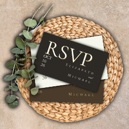Elegant Gold Foil Charcoal Minimalist Wedding RSVP Informatiekaartje