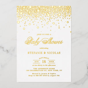 Elegant Gold Foil Confetti Stip Baby shower Folie Uitnodiging