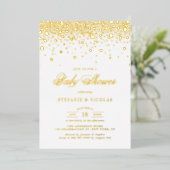 Elegant Gold Foil Confetti Stip Baby shower Folie Uitnodiging (Staand Voorkant)