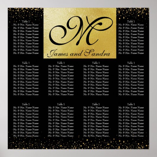 Elegant Gold Foil en Black Poster (Voorkant)