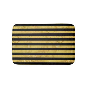 Elegant Gold Foil en Black Stripe Pattern Badmat