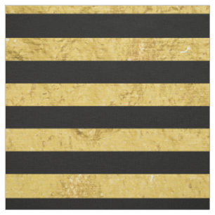 Elegant Gold Foil en Black Stripe Pattern Stof