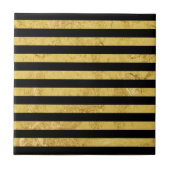 Elegant Gold Foil en Black Stripe Pattern Tegeltje (Voorkant)