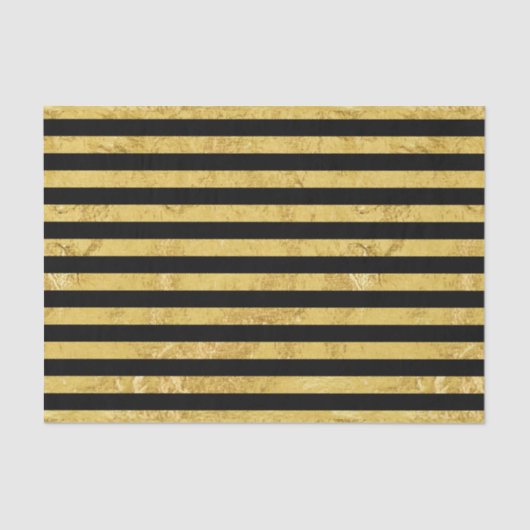 Elegant Gold Foil en Black Stripe Pattern Tissuepapier (Voorkant)