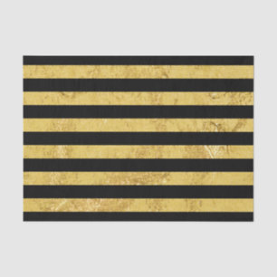 Elegant Gold Foil en Black Stripe Pattern Tissuepapier