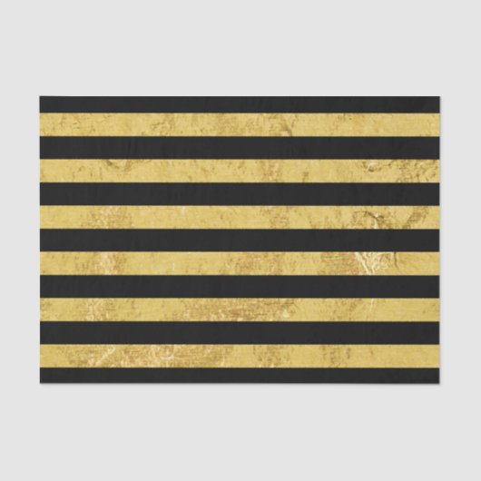 Elegant Gold Foil en Black Stripe Pattern Tissuepapier (Voorkant)