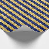 Elegant Gold Foil en Blue Stripe Pattern Cadeaupapier (Hoek)