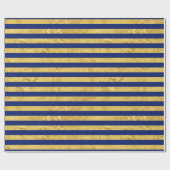 Elegant Gold Foil en Blue Stripe Pattern Cadeaupapier (Vlak)