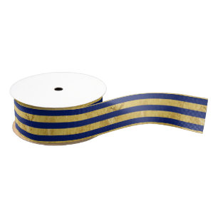 Elegant Gold Foil en Blue Stripe Pattern Grosgrain Lint