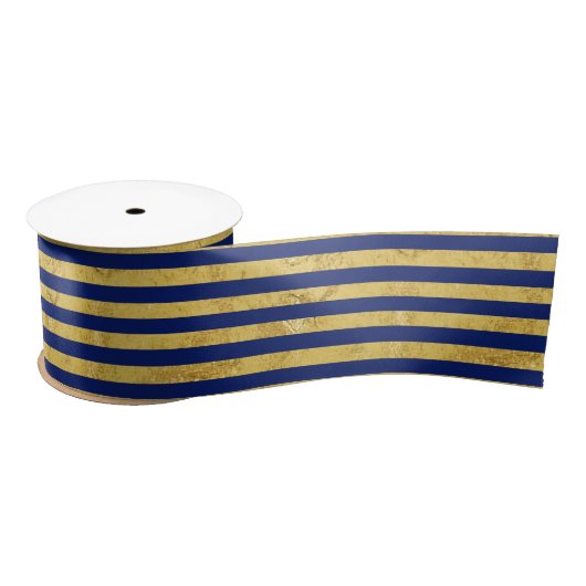 Elegant Gold Foil en Blue Stripe Pattern Lint (Spoel)