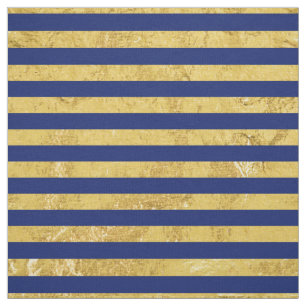 Elegant Gold Foil en Blue Stripe Pattern Stof