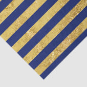 Elegant Gold Foil en Blue Stripe Pattern Tissuepapier (Detail)