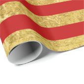 Elegant Gold Foil en Red Stripe Pattern Cadeaupapier (Rol Hoek)