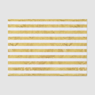 Elegant Gold Foil en White Stripe Pattern Tissuepapier