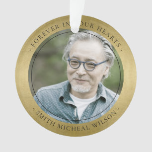 ELEGANT GOLD FOIL FAUX SYMPATHY MEMORIAL FOTO ORNAMENT