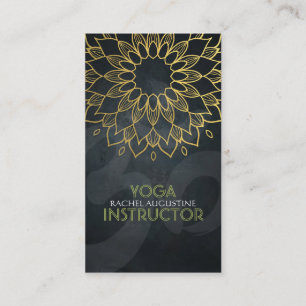 Elegant Gold Foil Floral Yoga Meditation Om Symbol Visitekaartje