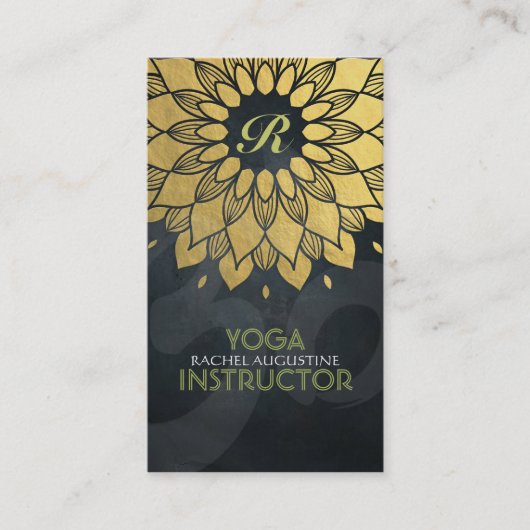 Elegant Gold Foil Floral Yoga Meditation Om Symbol Visitekaartje (Voorkant)
